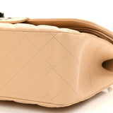 Caviar Quilted Jumbo Double Flap Beige Clair