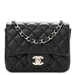 Lambskin Quilted Mini Square Flap Black