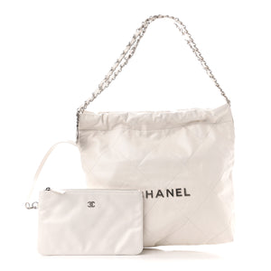 Shiny Calfskin Quilted Small Chanel 22 White