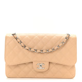 Caviar Quilted Jumbo Double Flap Beige Clair