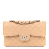 Caviar Quilted Small Double Flap Beige