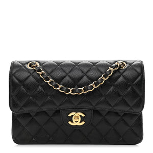 Caviar Quilted Small Double Flap Black