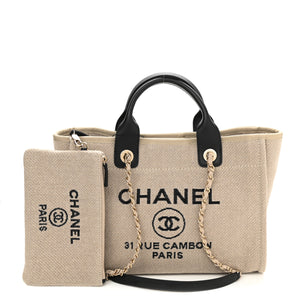 Small Deauville Tote Beige Black