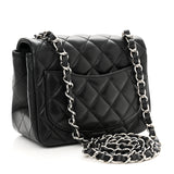 Lambskin Quilted Mini Square Flap Black