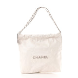 Shiny Calfskin Quilted Small Chanel 22 White