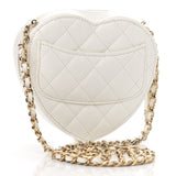 Lambskin Quilted CC In Love Heart Clutch With Chain White