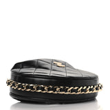 Lambskin Quilted Chain Around Pouch Hobo Black