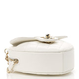 Lambskin Quilted CC In Love Heart Clutch With Chain White