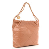 Shiny Calfskin Quilted Medium Chanel 22 Camel