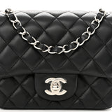 Lambskin Quilted Mini Square Flap Black