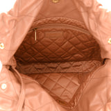 Shiny Calfskin Quilted Medium Chanel 22 Camel