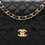 Caviar Quilted Small Double Flap Black