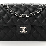 Caviar Quilted Small Double Flap Black