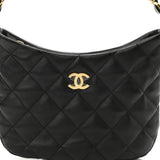 Lambskin Quilted CC Links Hobo Black