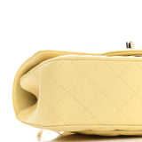 Lambskin Quilted Mini Top Handle Rectangular Flap Yellow