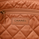 Shiny Calfskin Quilted Medium Chanel 22 Camel