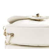 Lambskin Quilted CC In Love Heart Clutch With Chain White