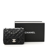 Lambskin Quilted Mini Square Flap Black