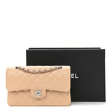 Caviar Quilted Small Double Flap Beige