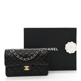 Caviar Quilted Small Double Flap Black