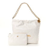 Shiny Calfskin Quilted Medium Chanel 22 White