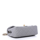 Lambskin Quilted CC Pearl Mini Rectangular Flap Grey