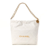 Shiny Calfskin Quilted Medium Chanel 22 White