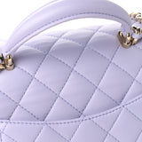 Lambskin Quilted Mini Handle Rectangular Flap Light Purple