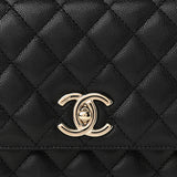 Caviar Quilted Medium Coco Handle Flap Black