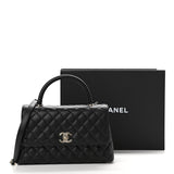 Caviar Quilted Medium Coco Handle Flap Black