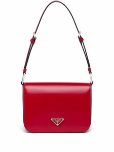 Brushed Leather Shoulder Bag Scarlet Red