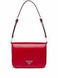 Brushed Leather Shoulder Bag Scarlet Red