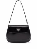 Prada Cleo Brushed Leather Shoulder Bag Black