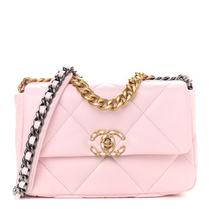 Lambskin Quilted Medium 19 Flap Light Pink