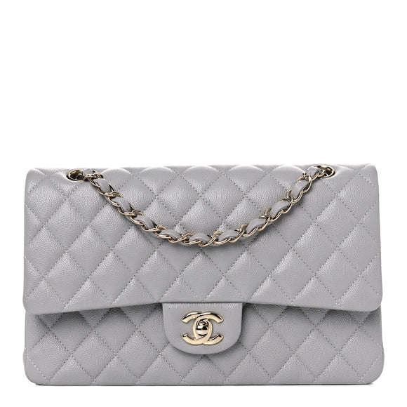 Lambskin Quilted CC Pearl Mini Flap Light Grey – Trends Luxe