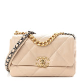 Lambskin Quilted Medium Chanel 19 Flap Light Beige