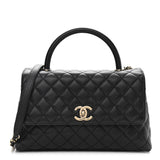 Caviar Quilted Medium Coco Handle Flap Black