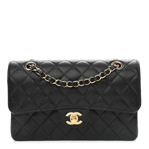 Caviar Quilted Small Double Flap Black