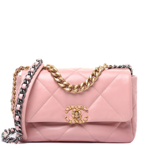 Goatskin Quilted Medium 19 Flap Light Pink