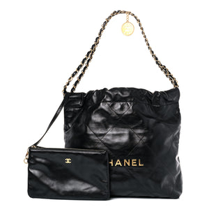 Shiny Calfskin Quilted Medium Chanel 22 Black