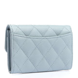 Caviar Quilted Flap Card Holder Wallet Light Blue