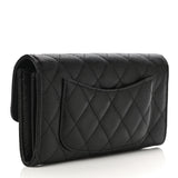 Caviar Quilted Large Gusset Flap Wallet Black