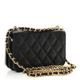 Caviar Quilted Pocket Twins Clutch With Chain Black