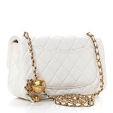 Lambskin Quilted Mini CC Pearl Crush Rectangular Flap White