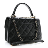 Lambskin Quilted Small Trendy CC Dual Handle Flap Bag Black