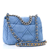 Denim Quilted Medium Chanel 19 Flap Blue