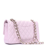 Lambskin Quilted Small Flap Iridescent Pink