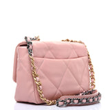 Goatskin Quilted Medium 19 Flap Light Pink