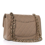 Caviar Quilted Small Double Flap Dark Beige