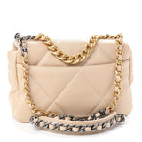 Lambskin Quilted Medium Chanel 19 Flap Light Beige